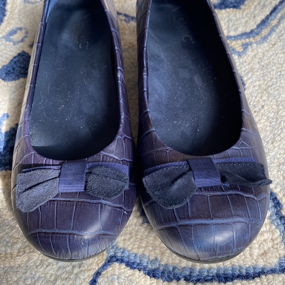 Vionic Lydia Blue Leather Croc Slip On Demi Wedge Shoes 8 / 39 - bows removed - Picture 9 of 11